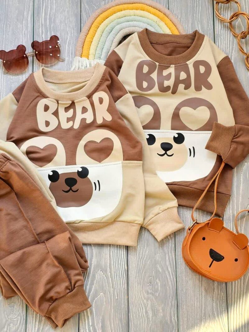لباس بچه گانه بلوز شلوار خرس قلبی