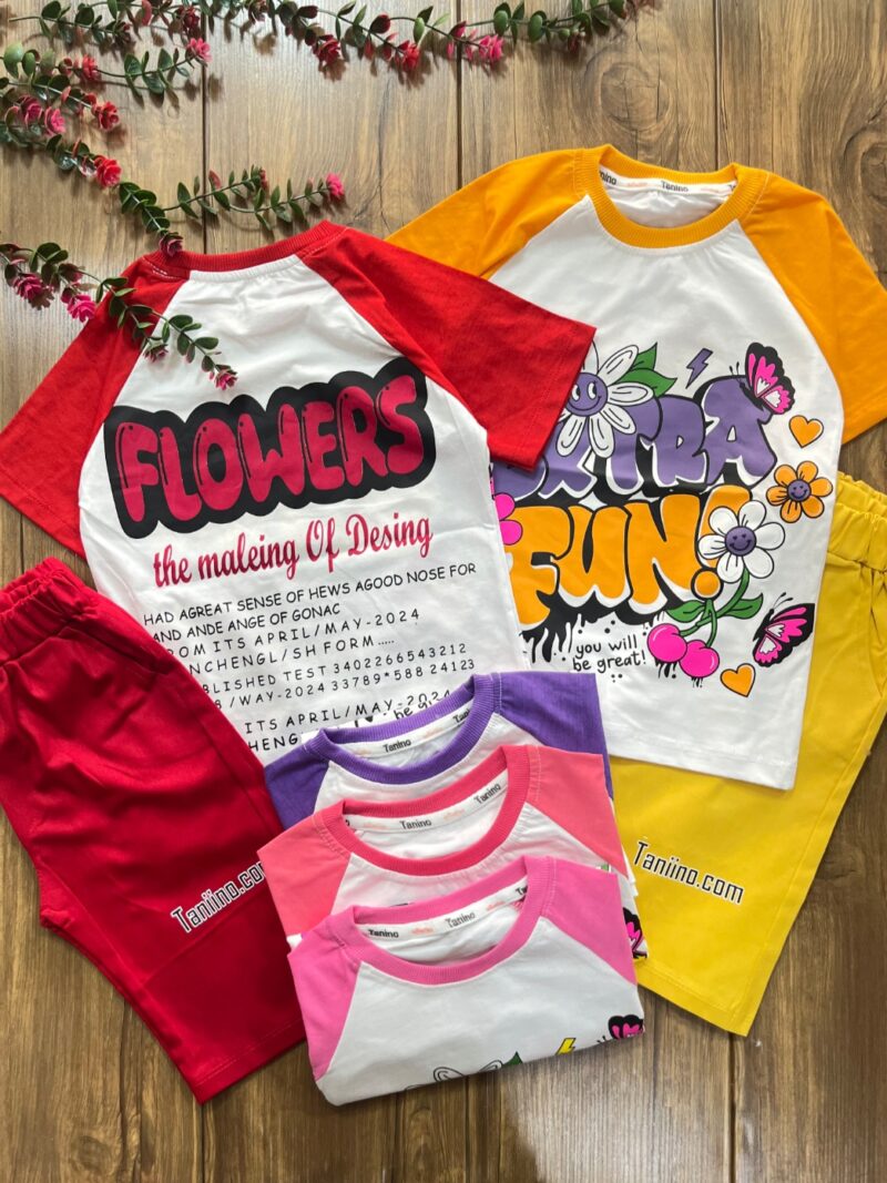 لباس بچه گانه تیشرت شلوارک flowers