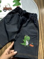 لباس بچه گانه تیشرت شلوارک دایناسور راه راه - Image 2
