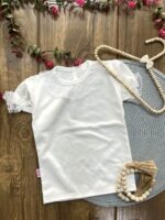لباس نوزادی و بچه گانه تیشرت سفید یقه تور