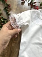 لباس نوزادی و بچه گانه تیشرت سفید یقه تور - Image 2