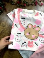 لباس بچه گانه تیشرت شلوارک خرگوش صورتی - Image 2