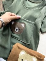 لباس بچه گانه تیشرت شلوارک بیسکوئیتی تدی جیب دار - Image 5