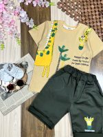لباس بچه گانه تیشرت شلوارک زرافه گردن دراز