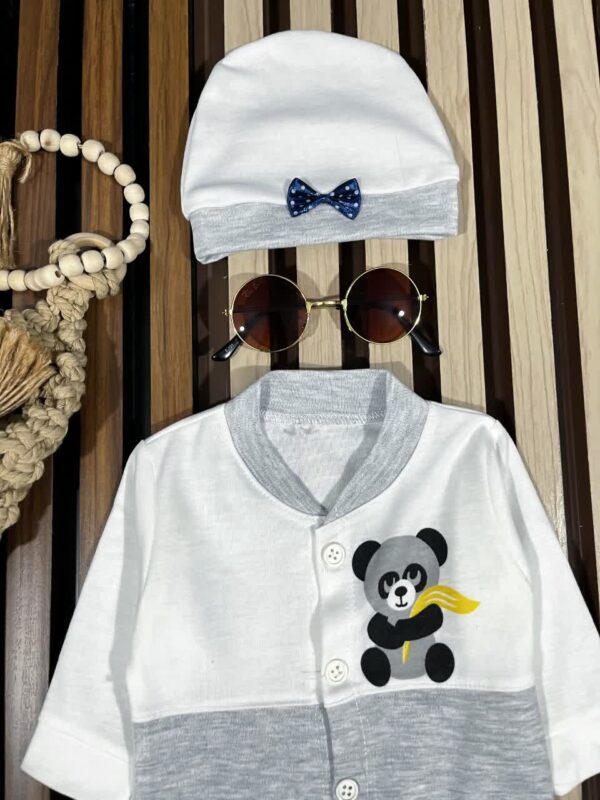 لباس نوزادی سرهمی و کلاه پاندا - Image 3